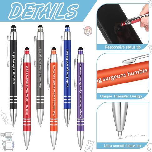 12 Pcs Bulk Crna Anesthesiologist Theme Pens Nurse Week National Anesthesia Tech Week Gifts Anesthesiology Gifts for Your Favorite Nurse Doctor Assistant Pacu Anesthetist Surgeon in Saudi Arabia