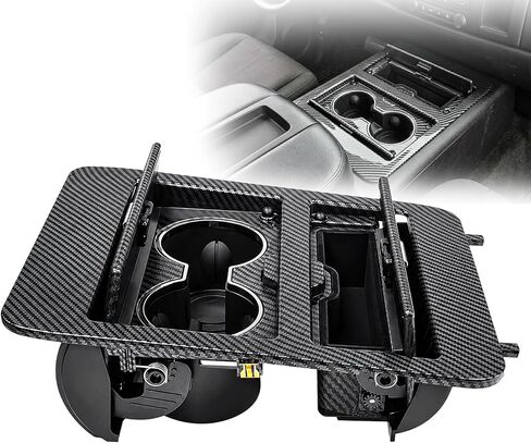 23164631 Center Console Cup Holder Storage，Jaeparbus Compatible with Chevy GMC Yukon Sierra Tahoe Suburban Silverado Avalanche Cadillac Escalade 2007-2014(Carbon Fiber) in Saudi Arabia