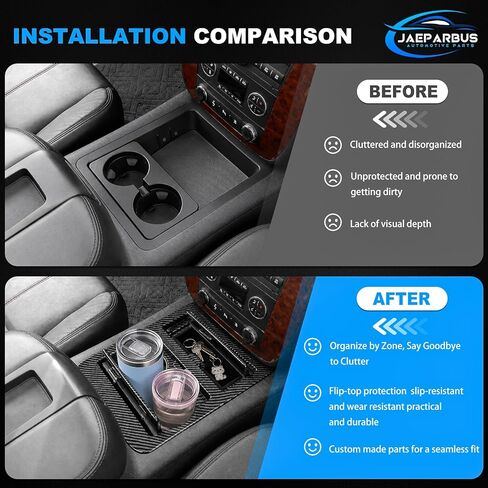 23164631 Center Console Cup Holder Storage，Jaeparbus Compatible with Chevy GMC Yukon Sierra Tahoe Suburban Silverado Avalanche Cadillac Escalade 2007-2014(Carbon Fiber) in Saudi Arabia