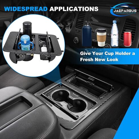 23164631 Center Console Cup Holder Storage，Jaeparbus Compatible with Chevy GMC Yukon Sierra Tahoe Suburban Silverado Avalanche Cadillac Escalade 2007-2014(Carbon Fiber) in Saudi Arabia