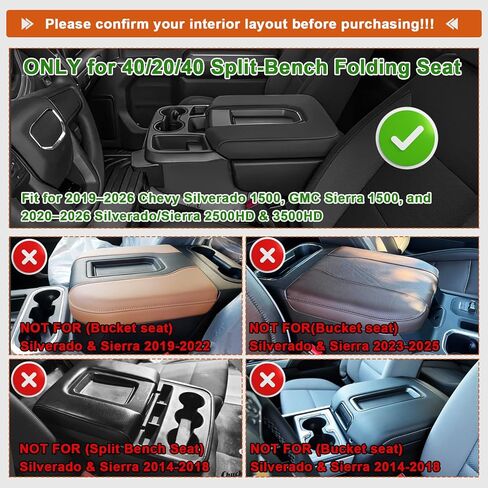 صندوق منظم معلق لوحدة التحكم المركزية متوافق مع ملحقات 2019-2025 2026 Chevy Silverado/GMC Sierra 1500 و2020-2026 Silverado/Sierra 2500HD 3500HD، مقعد مقعد منفصل فقط in Kuwait