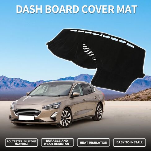 غطاء داش بتكوين عالي مع صوت لسيارة Ford Focus غير قابلة للانزلاق | غطاء لوحة القيادة لوحدة التحكم المركزية باللون الأسود قطعة واحدة in Kuwait