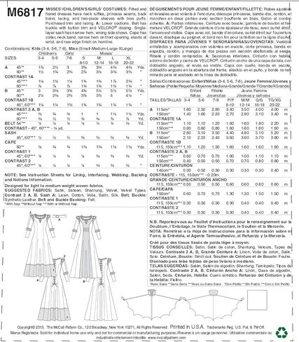 McCall's M6817 Women's Scottish Princess and Vampire Halloween Costume Sewing Pattern, Sizes S-XL in Saudi Arabia