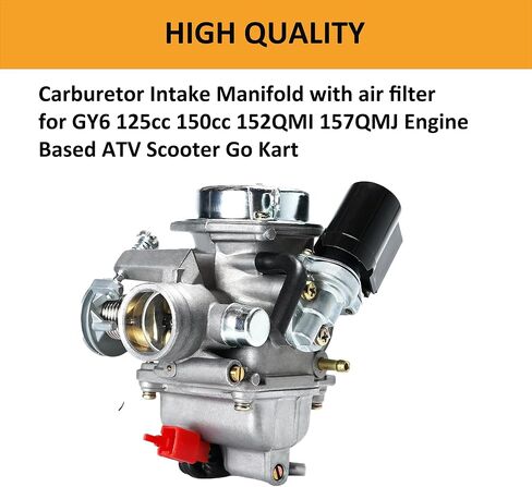 GY6 150cc Carburetor Compatible for PD24J Carb 4 Stroke 125cc 152QMI 152QMJ 157QMJ Engines Electric Choke Motorcycle ATV Go Karts Scooter Kazuma Taotao Roketa with Air Fuel Filter in Saudi Arabia