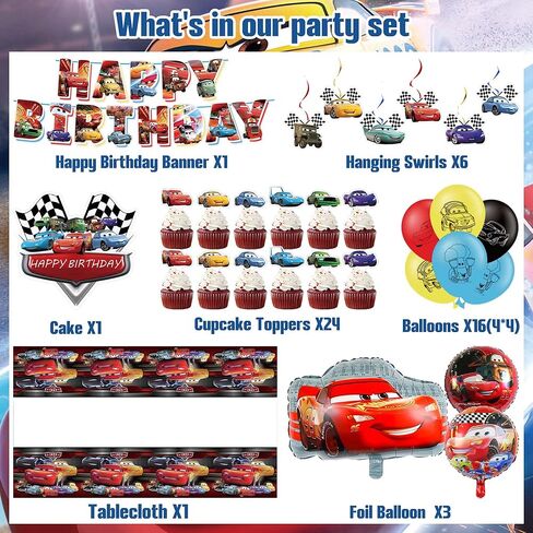 Cartoon Birthday Party Decorations Set with Banner, Balloons, Tablecloth, Hanging Swirls for Adult Party Supplies in Saudi Arabia