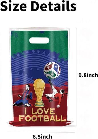 Famiresang 50 Pcs World Cup Soccer Party Favor Gift Bag, Plastic Candy Snack Bag, Suitable for Game Day Theme Party and Birthday Decoration in Saudi Arabia