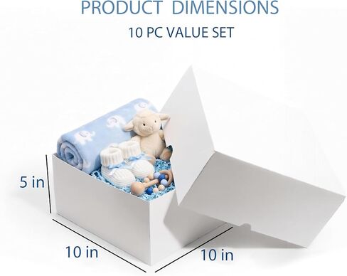 علب هدايا بيضاء من UnicoPak مقاس 10 × 10 × 5 بوصات مع أغطية للهدايا، 10 علب هدايا كبيرة، صندوق اقتراح وصيفة العروس من الورق المقوى القوي لحفلات الزفاف، وحفلات استقبال المولود الجديد، والتخرج، وهدايا الشركات، وعيد الميلاد in Kuwait
