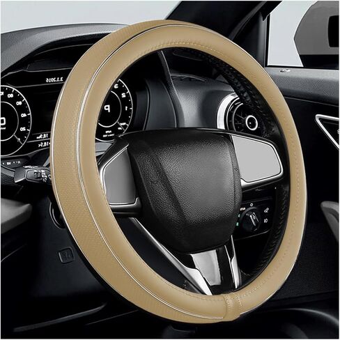 Car Steering Wheel Cover, Breathable Anti-Slip Auto Steering Wheel Protector with Fiber Strip, 15 Inch Soft Comfortable Wheel Wrap Vehicle Interior Decor for Women Men (Green) in Saudi Arabia