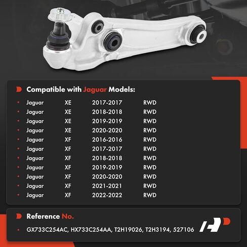 A-Premium Front Right Rearward Lower Control Arm, with Ball Joint & Bushing, Compatible with Jaguar XE 2017-2020, XF 2016-2022, RWD in Kuwait