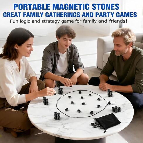 NCA - Large Magnetic Chess Game with String | Magnet Game with 20 pcs Stone | Strategy Puzzle Game for Family Party Travel, 2 Player Tabletop Strategy Games, Magnet Board Game Party Favors for Adults in Kuwait