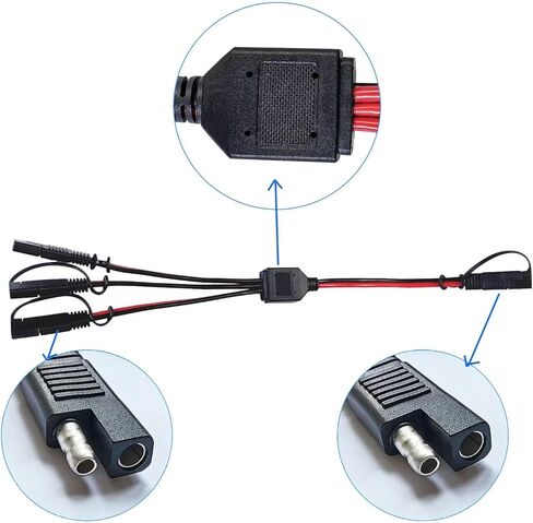 كابل موصل طاقة السيارات 12AWG SAE DC، كابل تمديد 1 إلى 3 SAE، مناسب لتوصيل البطارية الشمسية ونقلها - 40 سم in Kuwait