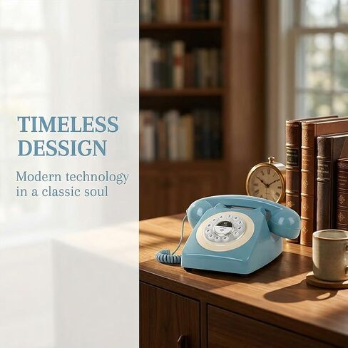 Retro Bluetooth Landline Phone with Handset, Vintage White Cordless Desk Phone, Supports HandsFree Calls, Speakerphone & Music Playback, USB Rechargeable (Red) in Saudi Arabia