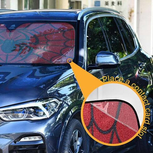 Car Windshield Sunshade, Red Spiders Web Retro Reflective Sun Shade Automotive Sun Screen Visor for Summer Fits Sedan SUV in Saudi Arabia