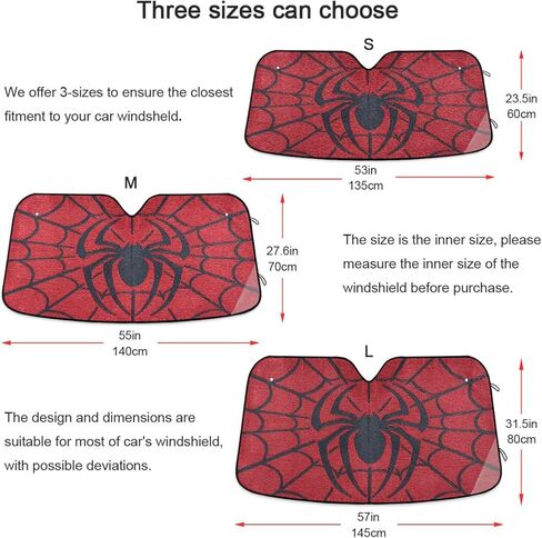Car Windshield Sunshade, Red Spiders Web Retro Reflective Sun Shade Automotive Sun Screen Visor for Summer Fits Sedan SUV in Saudi Arabia