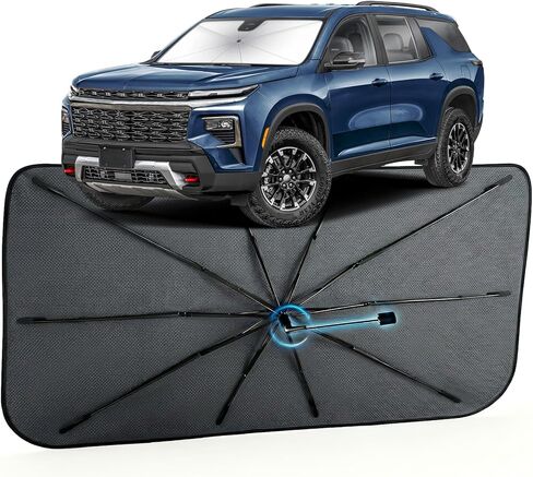 Car Windshield Sun Shade for Chevrolet Traverse 2018-2026 –[Reflective Coated Fabric] Sunshade Umbrella for Front Window, Car Shades Sun Visor Keep Car Cool and Protects Interior, 1:1 Exact Fit in Saudi Arabia