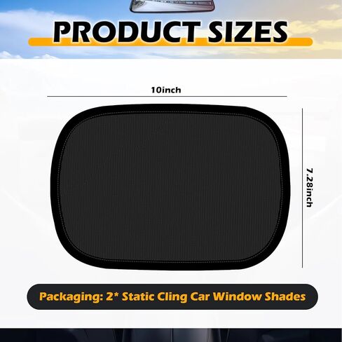 2PCS Mini Static Cling Car Window Shades,10x7.28 Car Shades for Side Windows to Block Sunlight/Heat,Universal Automotive Window Sunshades for Most Cars SUVs Trucks in Kuwait