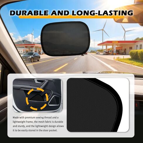 2PCS Mini Static Cling Car Window Shades,10x7.28 Car Shades for Side Windows to Block Sunlight/Heat,Universal Automotive Window Sunshades for Most Cars SUVs Trucks in Kuwait
