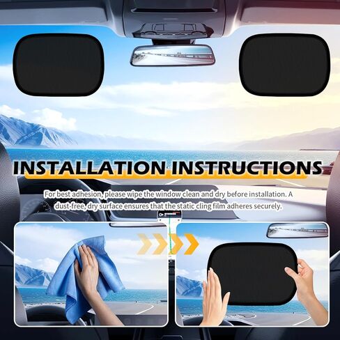 2PCS Mini Static Cling Car Window Shades,10x7.28 Car Shades for Side Windows to Block Sunlight/Heat,Universal Automotive Window Sunshades for Most Cars SUVs Trucks in Kuwait