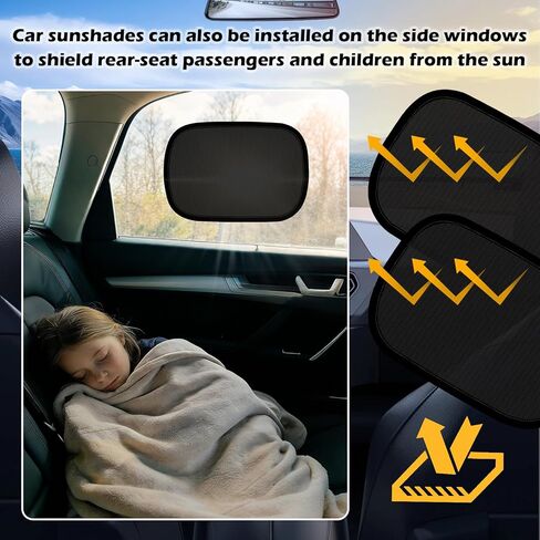 2PCS Mini Static Cling Car Window Shades,10x7.28 Car Shades for Side Windows to Block Sunlight/Heat,Universal Automotive Window Sunshades for Most Cars SUVs Trucks in Kuwait