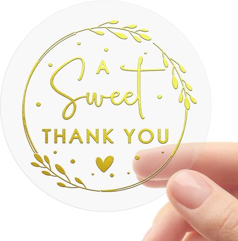 100 PCS A Sweet Thank You Stickers, Clear Gold Foil Labels for Wedding Favor Bags, Dessert Table Treat Bags, Candy Bags, Small Business Packaging, Gift Wrapping & Envelope Seals, 1.6 Inch in Saudi Arabia