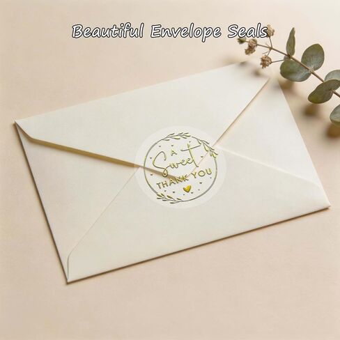 100 PCS A Sweet Thank You Stickers, Clear Gold Foil Labels for Wedding Favor Bags, Dessert Table Treat Bags, Candy Bags, Small Business Packaging, Gift Wrapping & Envelope Seals, 1.6 Inch in Saudi Arabia