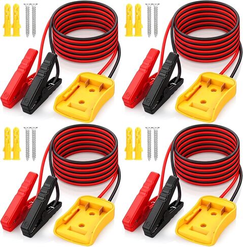 Talew 4 قطع كابلات توصيل للسيارة مع محول متوافق مع بطاريات ديوالت 20 فولت 8AWG 2FT سلك سيليكون كابلات معززة للسيارات لبطارية أداة بدء تشغيل السيارة، مقاومة درجة الحرارة 392 درجة فهرنهايت in Kuwait