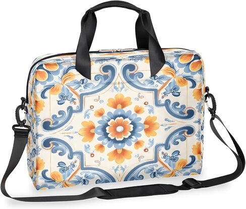 Laptop Bag Blue Orange Paisley Tile Pattern Laptop Case Sleeve Messenger Bags with Shoulder Strap Briefcase for Laptop 13 14 14.5 15.6 16 in in Saudi Arabia