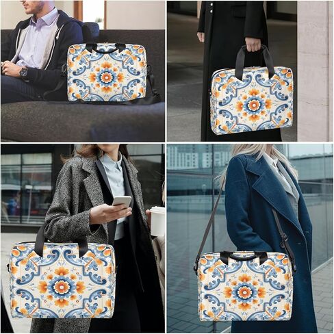 Laptop Bag Blue Orange Paisley Tile Pattern Laptop Case Sleeve Messenger Bags with Shoulder Strap Briefcase for Laptop 13 14 14.5 15.6 16 in in Saudi Arabia
