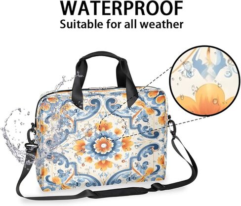 Laptop Bag Blue Orange Paisley Tile Pattern Laptop Case Sleeve Messenger Bags with Shoulder Strap Briefcase for Laptop 13 14 14.5 15.6 16 in in Saudi Arabia