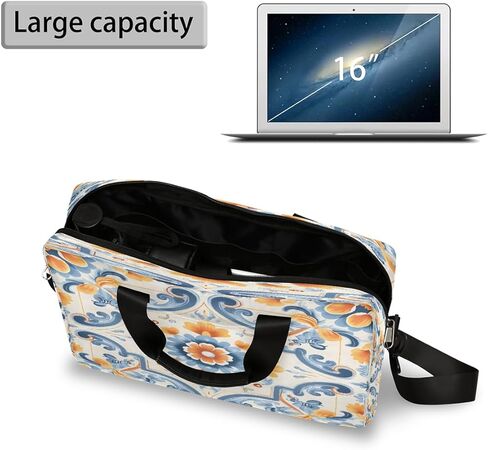 Laptop Bag Blue Orange Paisley Tile Pattern Laptop Case Sleeve Messenger Bags with Shoulder Strap Briefcase for Laptop 13 14 14.5 15.6 16 in in Saudi Arabia