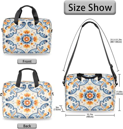 Laptop Bag Blue Orange Paisley Tile Pattern Laptop Case Sleeve Messenger Bags with Shoulder Strap Briefcase for Laptop 13 14 14.5 15.6 16 in in Saudi Arabia