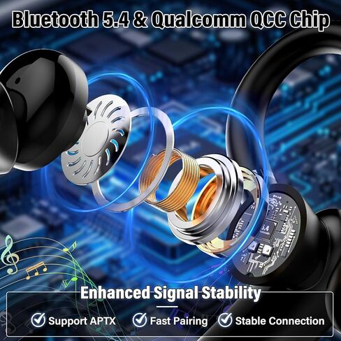 Bluetooth Headset, Wireless Bluetooth Earpiece with ENC Noise Canceling Mic, 120Hrs Talk Single-Ear Headphones, LED Display, IP7 Waterproof Hand-Free Earphone for Business/Trucker/Driver, Black in Kuwait