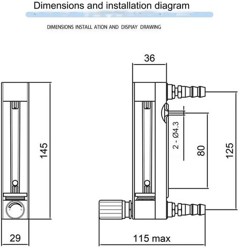 Pagoda hose connected glass rotor flowmeter DK800 10F304 stainless steel float adjustable water oxygen(5-45L min 8mm) in Kuwait