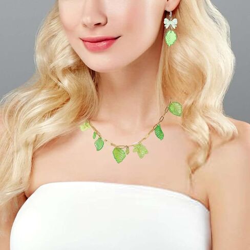 100pcs Glass Leaf Beads for Jewelry Making, Green Pink Leaf Crystal Beads for Beaded Plant DIY Crafts Earring Bracelet Necklaces Wind Chimes in Saudi Arabia
