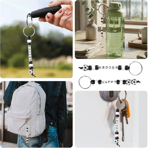 RAWILL 796 Pcs DIY Soccer Keychain Making Kit with Soccer Beads, Letter Beads, Ribbons and Self-sealing Bags, Sport Theme Party Favors Gift in Saudi Arabia