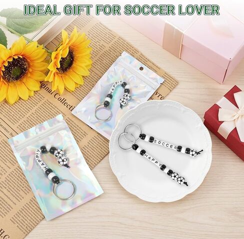 RAWILL 796 Pcs DIY Soccer Keychain Making Kit with Soccer Beads, Letter Beads, Ribbons and Self-sealing Bags, Sport Theme Party Favors Gift in Saudi Arabia
