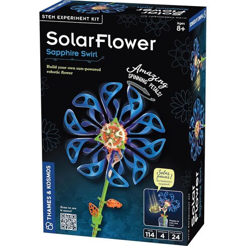 Thames & Kosmos SolarFlower Sapphire Swirl STEM Kit | Build a Motorized Solar-Powered Flower with Spinning, Colorful Petals, Educational Gift for Kids Ages 8+, Adults in Kuwait