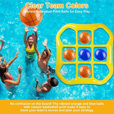 Taotuo 2-in-1 Inflatable Pool Tictac Game with 10 Balls, Ropes & Sandbags – Giant Floating Grid Puzzle for Kids, Teens & Adults –2-10 Players Summer Water Toys for Pool Party, Beach & Backyard Fun in Saudi Arabia
