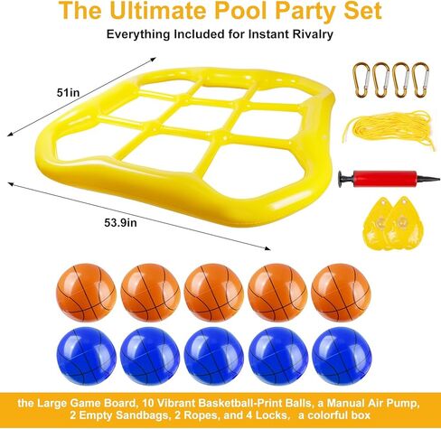 Taotuo 2-in-1 Inflatable Pool Tictac Game with 10 Balls, Ropes & Sandbags – Giant Floating Grid Puzzle for Kids, Teens & Adults –2-10 Players Summer Water Toys for Pool Party, Beach & Backyard Fun in Saudi Arabia