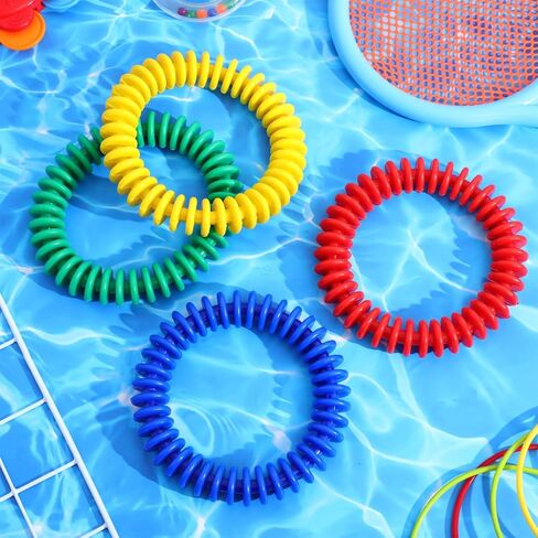 Abaodam 4pcs Colorful Swim Rings, Pool Diving Soft Plastic Underwater Training Rings for Safe Swimming Practice and Summer Water Games in Kuwait