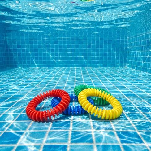 Abaodam 4pcs Colorful Swim Rings, Pool Diving Soft Plastic Underwater Training Rings for Safe Swimming Practice and Summer Water Games in Kuwait