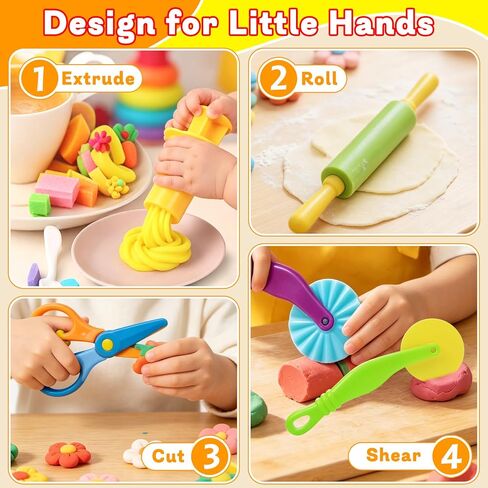 LCY WEDSHI Playdough Tool Set, 43 Pcs Play Dough Tools Sets for Kids Ages 4-8 with Storage Container, Dough Accessories Includes 3D Dinosaur Molds, Animal Molds, Cutters Roller, Rolling Pins in Saudi Arabia