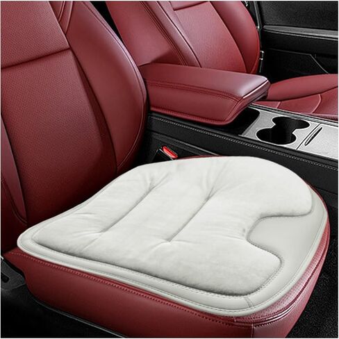Craedli Car Seat Cushion, Comfortable Warm Flannel Auto Driver Seat Protector Pad, Winter Non-Slip Vehicle Front Seats Cushion Decoration Accessories for Car SUV Truck (White) in Saudi Arabia