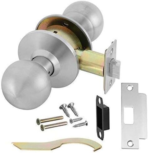 Door Knob Cylindrical Lock Entrance Function Keyed Entry & Lock Satin Stainless Steel Finish LH5304OB -US32D UL Certified ANSI/BHMA Grade 2 Commercial Door Knob for Heavy Duty Use Embassy Series in Kuwait