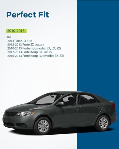 LUJUNTEC 2010-2013 لسيارة Kia Forte & Forte Koup - مقبض الباب الخلفي الخارجي - يسار السائق ويمين الراكب - قطعة واحدة - أسود - استبدال OEM 826511M050، 826521M060 - تصميم أنيق وسهل التركيب in Kuwait