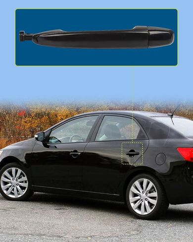 LUJUNTEC 2010-2013 لسيارة Kia Forte & Forte Koup - مقبض الباب الخلفي الخارجي - يسار السائق ويمين الراكب - قطعة واحدة - أسود - استبدال OEM 826511M050، 826521M060 - تصميم أنيق وسهل التركيب in Kuwait