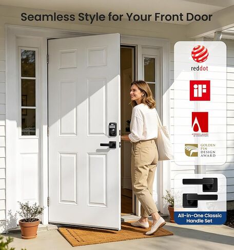 Veise Keyless Entry Door Lock with 2 Lever Handles, Electronic Backlit Keypad Deadbolt Set for Front Door, Smart Digital, Anti-Peeping & One-time Code, Auto-Lock, Easy Installation, Matte Black in Saudi Arabia