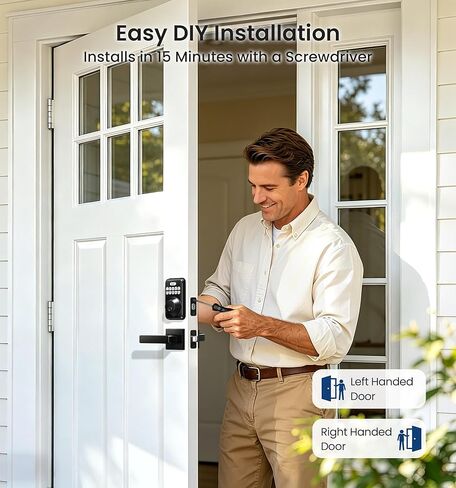 Veise Keyless Entry Door Lock with 2 Lever Handles, Electronic Backlit Keypad Deadbolt Set for Front Door, Smart Digital, Anti-Peeping & One-time Code, Auto-Lock, Easy Installation, Matte Black in Saudi Arabia