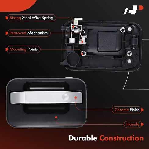 مقبض الباب الخارجي للجانب الأيسر الخلفي من A-Premium متوافق مع Ford F-150 F150 2004-2014 وLincoln Mark LT 2006-2008، غطاء أسود مُجهز مع رافعة من الكروم، استبدال # 9L3Z1626605DA in Kuwait