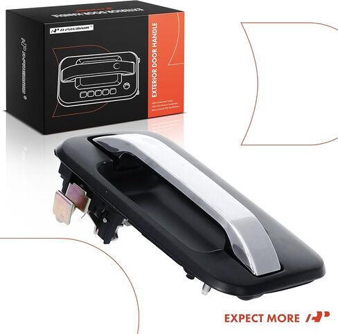 مقبض الباب الخارجي للجانب الأيسر الخلفي من A-Premium متوافق مع Ford F-150 F150 2004-2014 وLincoln Mark LT 2006-2008، غطاء أسود مُجهز مع رافعة من الكروم، استبدال # 9L3Z1626605DA in Kuwait